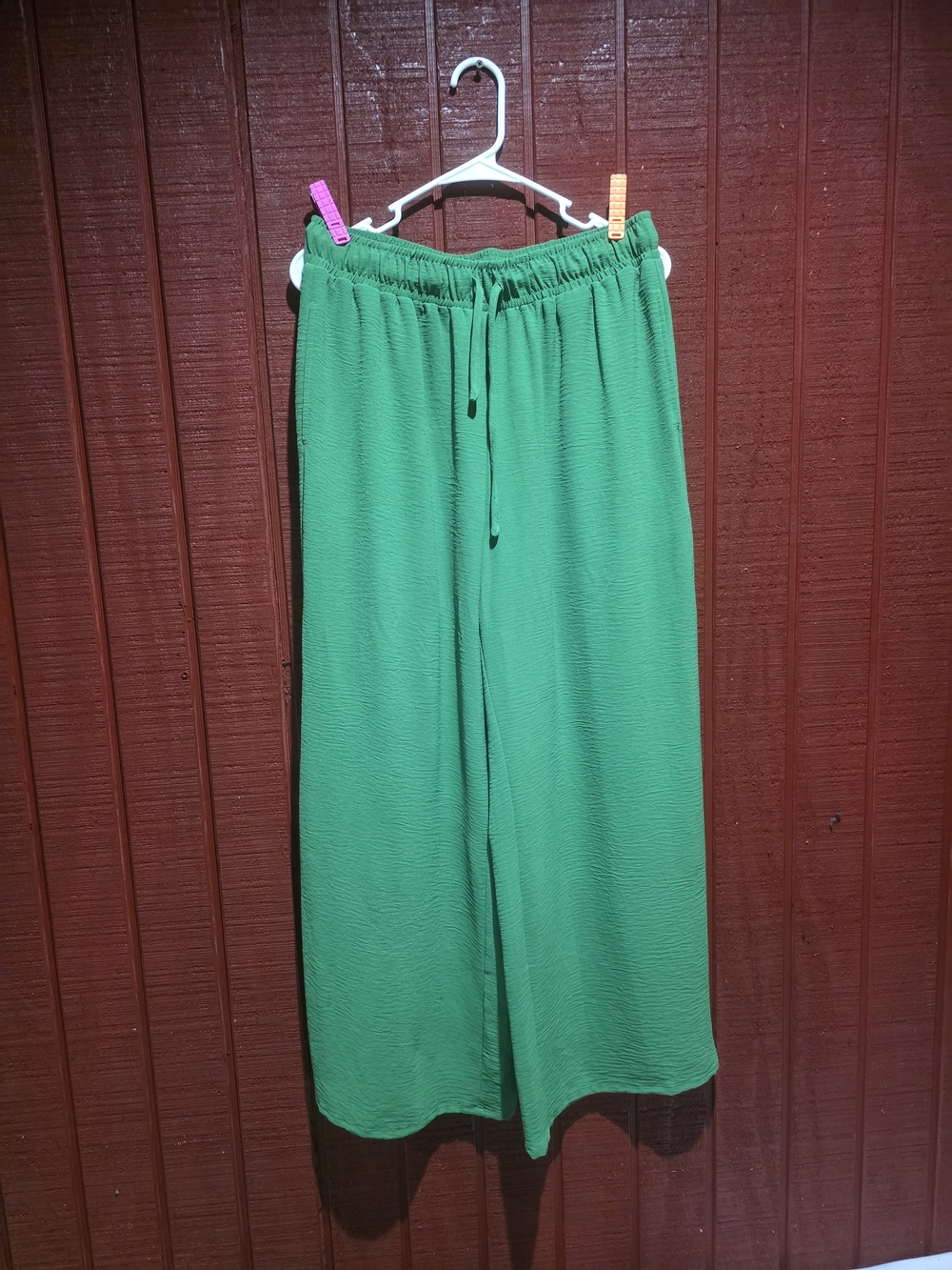 Green Wide-Leg Drawstring Women's Pants
